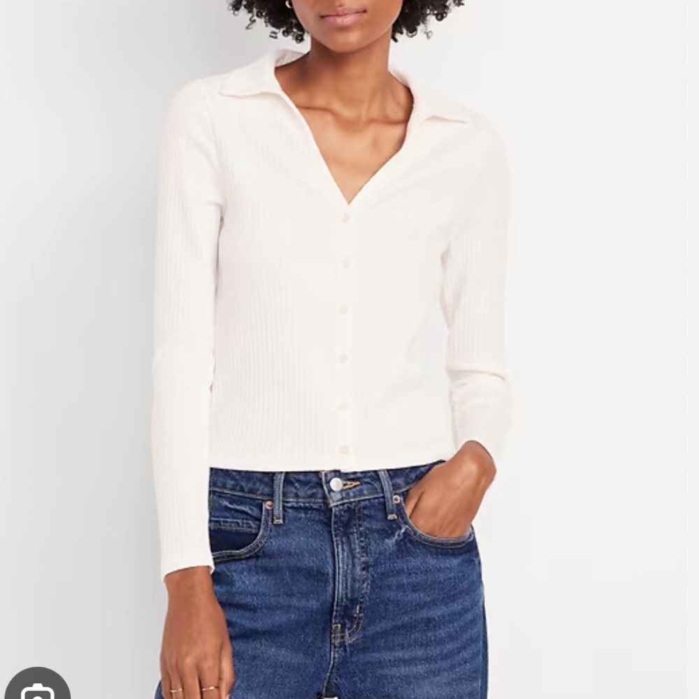 Women's White Button-Up Top
